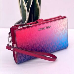 Michael Kors Double Zip Ombre Wallet Wristlet Smartphone Case